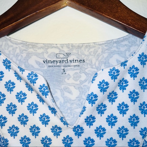 Vineyard Vines Girls Blue Floral Print Shift Dress - Picture 2 of 3